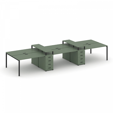 Бенч-система на 6 мест с 2 опорными тумбами Concept CN.DRS-468