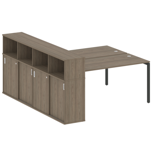Бенч-система с шкафом-купе на П-обр. м/к Metal System Quattro 40БП.РС-СШК-4.4