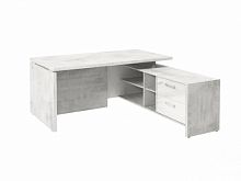 Стол с опорной тумбой FI-117R.GG Хромикс белый/Мрамор Леванто белый